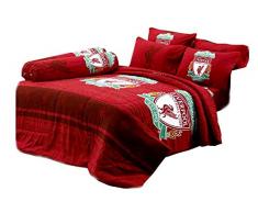 Tamegems Bedding LFC Liverpool FC Football Club Soccer Team Offizielles Lizenzprodukt, 1 Spannbettlaken, 2 Kissenbezüge, 1 Nackenrolle, 1 Bettdecken-Set, Rot Twin 42x78 Red036