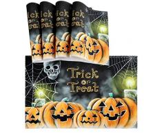 Naanle Halloween-Platzdeckchen, Halloween-Kürbis, Spinnennetz, rutschfest, hitzebeständig, waschbar, für Küche, Esstisch, Heimdekoration, 30,5 x 45,7 cm 12 x 18 Inches Halloween #02