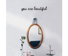 Wandaufkleber aus Vinyl, mit englischer Aufschrift You are Beautiful - 7,6 x 38,1 cm - modernes inspirierendes Zitat für Zuhause, Schlafzimmer, Badezimmer, Schminktisch, Spiegel, Büro Dekoration