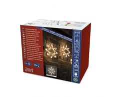 Konstsmide 4449-103 LED Lichtervorhang, 5 Acrylsterne / für Außen (IP44) / 60 warm weiße Dioden / 24V Außentrafo / transparentes Kabel