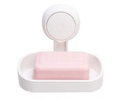 DEEVEER Saugnapf Seifenhalter mit Abfluss für Dusche/Waschbecken/Badezimmer, Weiß