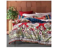 Bohemian Bettbezug gestreift Ethnic Boho Wendebettwäsche Paisley Muster Baumwolle 3-teilig bunt modern Hippie Stil Marokkanisch King Golden Treasures