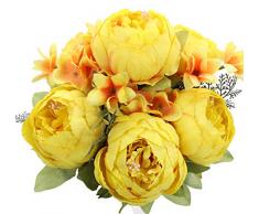 Duovlo Künstliche Pfingstrose, Seidenblumen, Vintage, Hochzeitsdekoration, 1 Stück gelb