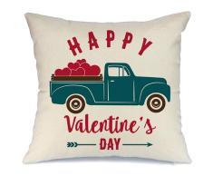 AENEY Valentinstagskissenbezug 45,7 x 45,7 cm für Couch Truck Love Rot Süßes Herz Happy Valentinstag Dekoration Überwurf Kissen Home Decor Kissenbezug Kunstleinen Kissenbezug Sofa A177
