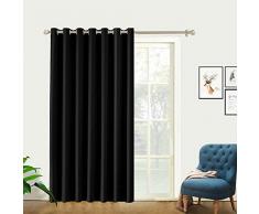 PRAVIVE Raumteiler Vorhänge – extra breit und lang Total Privatsphäre Ösen Verdunkelung Brdroom Vorhänge für Terrassentüren/große Fenster Behandlungen, 1 Stück 10W X 8L schwarz