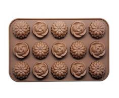 Silicone Gold Blumen Silikonbackform Praline, Marron, 23 x 14 x 4 cm