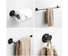 TPLG TG Badezimmer-Set, rostfrei, 4-teilig, inkl. Handtuchstange, Edelstahlzubehör, Matte, Schwarz