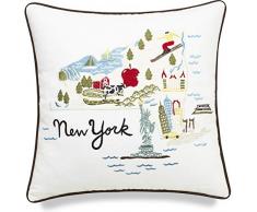 decorhouzz Kissen State/City Map Kissenbezüge Bestickt Kissenbezug Geburtstag Geschenk Geschenk zum Jahrestag Graduation Geschenk New Home Geschenk 45,7 x 45,7 cm, baumwolle, Newyork, 45,7 x 45,7 cm