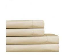 auraa Essential 300 Fadenzahl 100% langstapelige Baumwolle Spannbetttuch Set – King Blatt – 4 Stück-Set, Soft & Smooth Satin Weave, Classic Z Saum, 40,6 cm Tief Tasche, Luxus Hotel Bettwäsche, Oeko-Tex zertifiziert, elfenbeinfarben