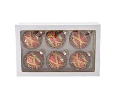 Kurt S. Adler Glaskugel, 80 mm, Rot, Grün und Gold, 6 Stück