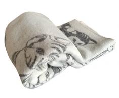 JOWOLLINA Wendedecke Wolldecke Plaid Kuscheldecke 100% Wolle 130x200 cm (2 Kätzchen)