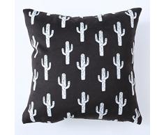 Aremazing Schwarz & Weiß Kaktus Super Soft Kissenbezug Home Office Decor Überwurf für Couch Sofa Bett Stuhl 45,7 x 45,7 cm 18 X 18 inches White Cactus
