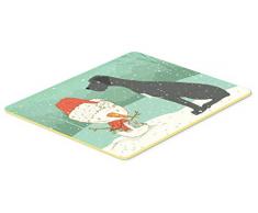 Carolines Treasures CK2039CMT Schwarze Dogge und Schneemann Weihnachten Küche oder Bad Vorleger 20 x 30, 20 x 30 W, mehrfarbig