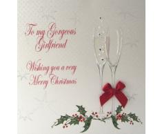 WHITE COTTON CARDS X90 Weihnachtskarte mit Aufschrift to My Gorgeous Girlfriend, handgemacht, Weiß