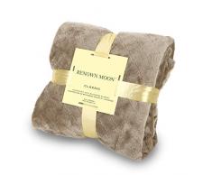 Zalaxy Flanell-Fleece-Überwurf, für alle Jahreszeiten, 380 g/m², leicht, Jacquard-Webmuster, gemütliche Couch/Bett, super weich und warm, Plüsch-Mikrofaser Queen(90x90) braun