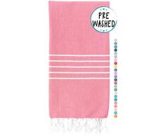 wetcat gewaschen Super Soft Türkisches Handtuch, 100% Baumwolle – Strand Decke, Pestemal Peshtemal,, Fouta, Überwurf – Für Bad, Strand, Pool, Picknick, Yoga, Fitnessraum, Wellness, Reisen – 94 x 177,8 cm – Katze hot pink