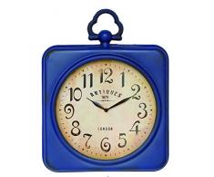 NIKKY HOME Vintage Wanduhr, Quadratisch, Blau