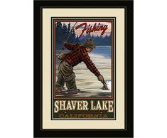 Northwest Art Mall pal-4536 fgdm EFF Rasierer Lake California Abend Fly Fisherman gerahmtes Wandbild Art von Künstler Paul A. lanquist, 40,6 x 55,9 cm