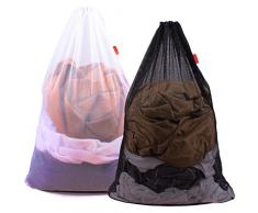 DuomiW Wäschesack aus Netzstoff, strapazierfähig, mit Kordelzug, Fabriken, College, Wohnheim, Reisen und Wohnungsbewohner, 61 x 91 cm schwarz/weiß