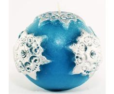 Magic Candle World Candles Handbemalte Kugelkerze, mit Sternen und Kristallen. Winterkerze. Winter, Advent und Weihnachts Deko. Adventskranz.