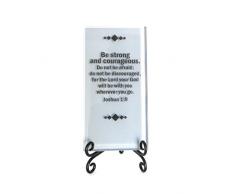 Stark Sein und Mutig Inspirierende Glas Schild. Eine Inspirierende Schrift Vers für Ihren Schreibtisch, Oder Ein Geschenk Macht. von Lifeforce Glas. Grau.