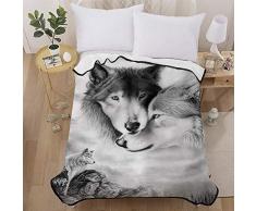 WONGS BEDDING Bett-Decke, wendbar, für Kinder, Teenager und Erwachsene Twin(60x80) Wolf