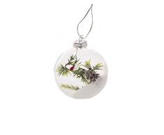 EUROCINSA Ref.29135 Glaskugel mit Zweig und Schnee im Inneren, Ø 10 cm. 12 Stück, weiß, 10 cm