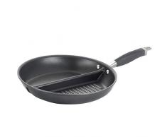 Anolon Bratpfanne, harteloxiert, antihaftbeschichtet, geteilte Grill- und Grillpfanne 12.5 Inch grau