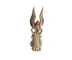 Creative Co-op Dekofigur Engel aus Kunstharz, Gold-Finish, Mehrfarbig