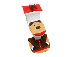 StyleZ Weihnachts-Dekoration, WC-Sitzbezug mit rotem Weihnachtsmann mit 3D-Nase, WC-Sitzbezug + Tankdeckel + Tissue Box Cover – Set von 3 One Size Elk Deer
