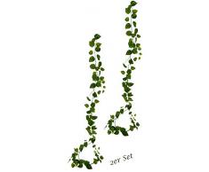Künstliche Pothos Ranke Girlande, Unechter Pothos, Hängend, Kunst-Pflanze, Blätter, Busch, Hänger, Wanddekoration, Kunstblumen, Künstliche Blumen, Pflanzen, Unechte Hängepflanzen, Reben, 2er Set