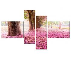 gerahmt 4 Paneele Artistic Golden Maple Leaves Scenery Kunstwerk Giclée-Kunstdruck Gemälde auf Leinwand fertig zum aufhängen Wand Decor Schlafzimmer Wohnzimmer oder Büro 40x30cm*2&20x60cm*2(Framed) rose