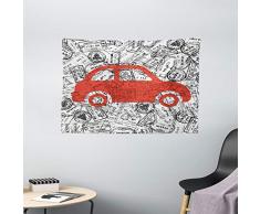 Kinder Decor Gobelin von ambesonne, Schule für Mathematik und Geometrie mit Wissenschaft formules Kreidetafel Stil Bild zum Aufhängen, für Schlafzimmer Wohnzimmer Wohnheim, schwarz und weiß, Textil, Multi 10, 60 W By 40 L