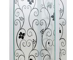 Mikomer Dekorative Fensterfolie, Schwarze Blume, statische Haftung, Sichtschutz, Türfolie, Nicht klebende Hitzekontrolle, Anti-UV-Fenster-Klebefolie für Büro und Zuhause 35 by 78.7-inch J18