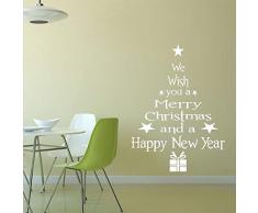 Prabahdak Weihnachtsbaum Wandaufkleber Merry Christmas Fensteraufkleber Klammern DIY Buchstaben Weihnachtsbaum Festival Grüße Wandaufkleber Aufkleber für Weihnachten Zuhause Dekoration Supplies weiß