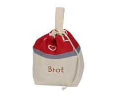 Brottasche aus Baumwolle, 3 in 1, fürs Frischhalten+Servieren+Einkaufen, atmungsaktiv und dekorativ, Modell Herzen, 32 x 35 cm