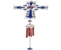 StealStreet SS-G-99298 Windspiel Kupfer & Edelstein Kreuz hängend Gartendeko Collection