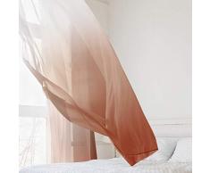Wilike Vorhang aus Leinen, Ombre, durchscheinend, mit Ösen, halbverlauf, für Schlafzimmer und Wohnzimmer, 2 Stück 52 Wx96 L rot
