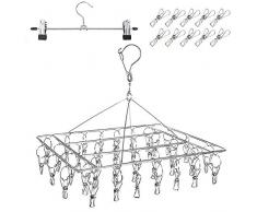DUOFIRE Wäscheständer aus Edelstahl zum Trocknen von Wäsche, Abtropfen 36-Clips Silvery-1 Packung