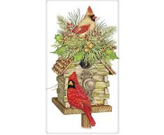 Mary Lake Thompson Weihnachtsmehlsack Handtuch – Blockhütte Vogelhaus Kardinal