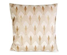 Eurofirany Kissenhülle Kissenbezug Couchkissen Sofakissen Bettkissen Zimmerdekoration Elegant Edel Exklusiv Velvet Samt Geometrische Muster, Beige, 45x45cm, 2