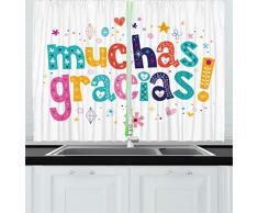 Thank You Einrichtung Vorhänge Durch ambesonne, Romantische Sweet cookie Buchstaben Sugar Candy auf rustikalem Holz Tisch Bild, Wohnzimmer Schlafzimmer Fenster Drapes 2 Panel Set, Rosa Weiß Braun, Textil, Multi 11, 55 W By 39 L