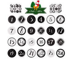 KESOTO Adventskalender Zahlen Aufkleber DIY Etiketten zum Basteln und Befüllen