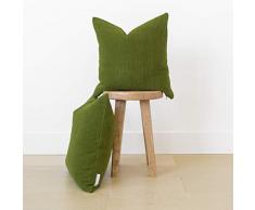 Nook Dekorative Kord-Überwurf-Kissenbezüge, nur Set mit 2 Stück, 45,7 x 45,7 cm und 55,9 x 55,9 cm für Couch, Sofa oder Bett, modernes Design 18 x 18 olivgrün