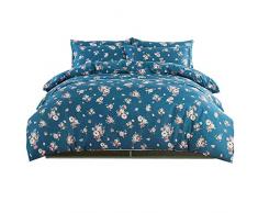 YIH Bettbezug-Set für Kinder, 100% Baumwolle, Fadenzahl 400, luxuriös und hypoallergen, Ananas dekorative Bettwäsche King blaugrün