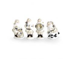 K&K Interiors 53906A Weihnachtsmann, Kunstharz, cremefarben/Schwarz, 4 Stile