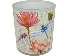 PPD 31003 Teelichthalter aus Milchglas, Blumenmuster, Mehrfarbig