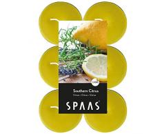 Spaas 12 Duft-Teelichter Maxi Paraffinwachs Aluminium Tasse Herbstgelb D 58 mm H 24 mm
