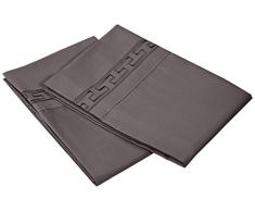 Superior Super Weiches Licht Gewicht knitterfrei Standard Kopfkissen Set mit Regal Stickerei, 100% gebürstete Mikrofaser, anthrazit, Queen, 2-teilig