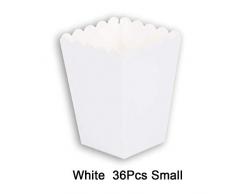Popcorn Boxen Set mit 36 Mini Popcorn Geschenkboxen, offener Deckel aus Karton, Popcorn Container für Partyzubehör weiß